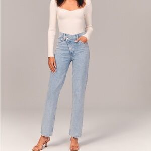 NWT Abercrombie & Fitch Ultra High Rise 90s Slim Straight Criss Cross Waistband